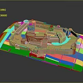 Detailed Architectural Castle Model With Walls Towers And Structures On Yellow Display Base