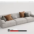 Light Gray Sectional Sofa With Plush Fabric And Brown Gray Beige Decorative Pillows 3d model