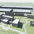 Large Industrial Factory Complex With Multiple Buildings And Open Green Fields