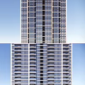 Modern High Rise Building Architectural Design With Glass Facade And Balcony Structure