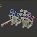 Industrial Mechanical Components Assembly With Cylindrical Tubes And Metal Support Frames 3d model