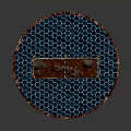 Ornate Metal Frame Bench With Cushioned Pillows On Blue Honeycomb Base Copper Rim