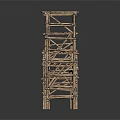 Three Natural Branch Constructed Architectural Towers With Crossed Frame Structures And Different Heights