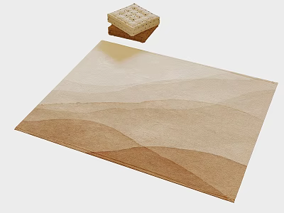 Elegant Square Carpet With Wavy Pattern Neutral Beige And Light Brown Tone For Home Decor 3d model