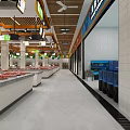 Supermarket Grocery Interior Featuring Fresh Fruits Vegetables Shelves And Well Lit Aisles