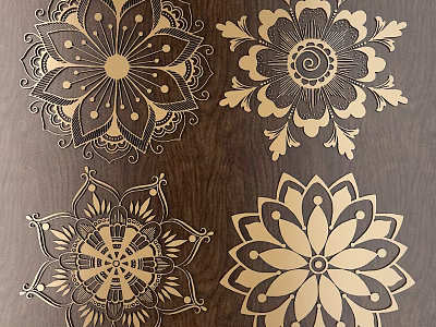 Intricate Floral Carvings On Wooden Background With Symmetrical Ornate Patterns 3d model