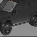 Black Armored Vehicle With Robust Design Roof Mounted Equipment And Star Emblem