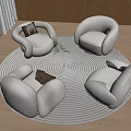 Cream style sofa single sofa 3d model