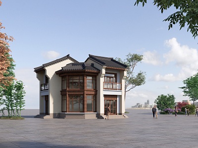 Architecture Antique Architecture Commercial Street View Homestay Catering 3d model