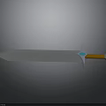 3D Fantasy Sword With Blue Blade Orange Hilt And White Decorative Gem