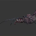 Grotesque Purple Creature Body With Exposed Organs Spiky Hair And Long Legs