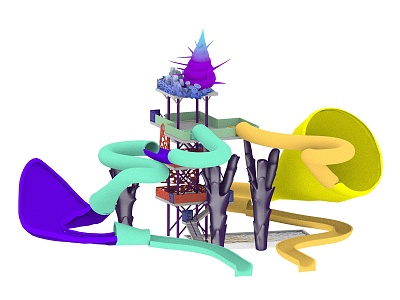 Slide large slide amusement facilities children's park water park shell slide 3d model