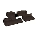 Brown Velvet Sectional Sofa With Modular Design And Matching Coffee Table 3d model