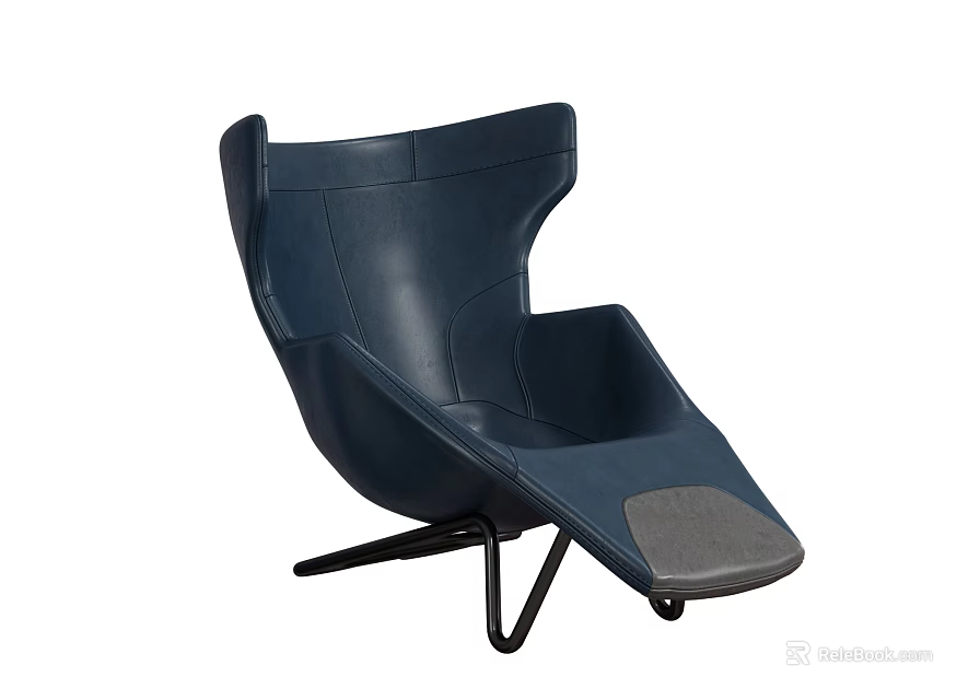 Dark Blue Leather Office Chair With Modern Design And Unique Backrest Structure 3d model 