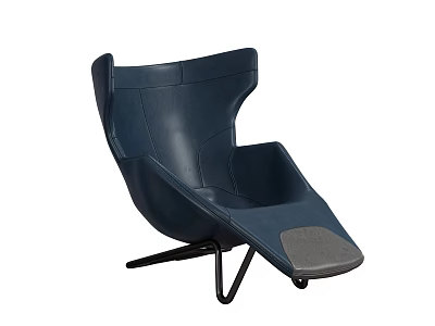 Dark Blue Leather Office Chair With Modern Design And Unique Backrest Structure 3d model