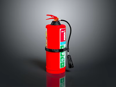 Red Portable Fire Extinguisher Safety Device With Pressure Gauge And Handle 3d model