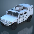 White UN Armored Vehicle With Roof Mounted Equipment And Military Design