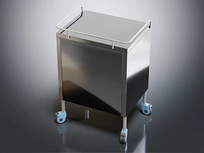 Stainless Steel Medical Cart With Wheels And Top Tray For Hospital Use 3d model