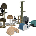 Essential Cat Supplies Including Trees Beds Scratching Posts And Litter Boxes 3d model