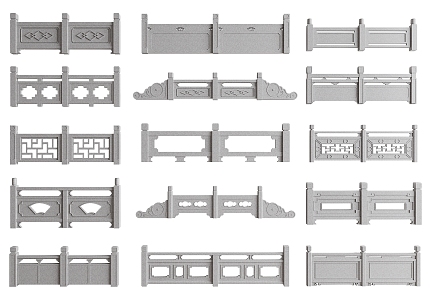 Chinese Railing Stone Railing 3d model