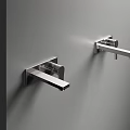 Modern Double Chrome Wall Mounted Faucet Design For Bathroom Interior 3d model