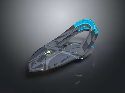 Futuristic Nova Spaceship With Sleek Design Blue Accent Lights And Gray Blue Color Scheme 3d model