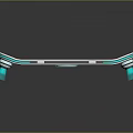 Sleek Skateboard With Silver Body Blue Edge Lines And Reflective Wheels