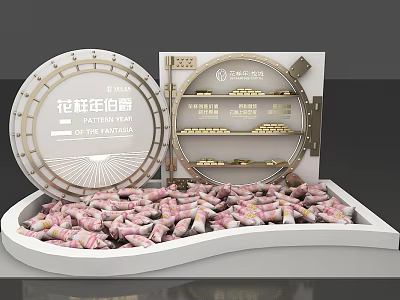 Centenary Seal Open Box With Gold Accents And Pink White Candies Inside 3d model