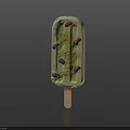 Green Matcha Popsicle Topped With Red Beans On Black Background