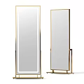 Two Modern Floor Standing Mirrors With Gold Frame And Sleek Design 3d model