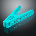 Essential Blue Plastic Household Clip With Spring For Drying Clothes 3d model