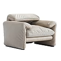 Beige Fabric Modern Single Sofa With Comfortable Cushioned Backrest And Armrests 3d model