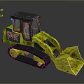 Yellow Toy Bulldozer Model With PWR Logo Tracks And Muddy Bucket Design