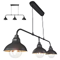 Black Metal Multi Light Pendant Lamp Industrial Style Ceiling Hanging Fixture