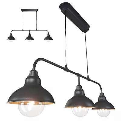 Black Metal Multi Light Pendant Lamp Industrial Style Ceiling Hanging Fixture 3d model