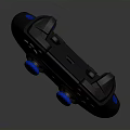 Black Game Controller with Blue Thumbsticks and Multi Colored Action Buttons Design