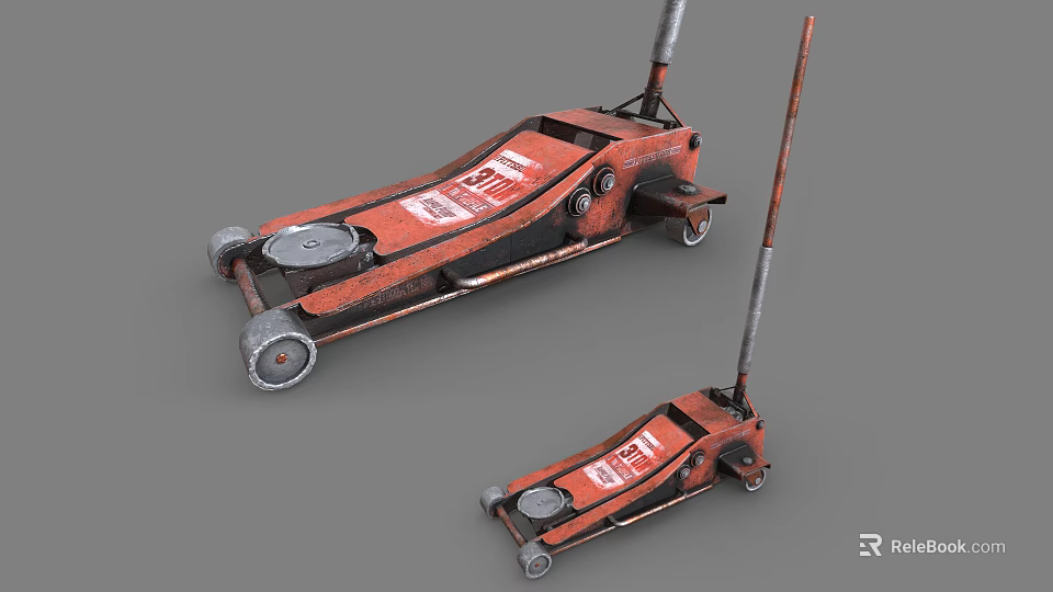 Red Heavy Duty Automotive Floor Jack Tool For Car Repair And Maintenance 3d model 