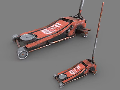 Red Heavy Duty Automotive Floor Jack Tool For Car Repair And Maintenance 3d model