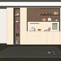Middle-style meal side wine cabinet 3d model