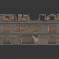 Cartoon Scene of Old Ruined Building with Multiple Floors Broken Walls and Arched Windows