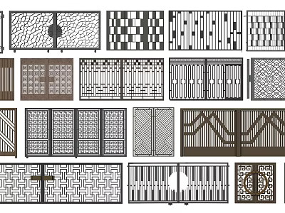 Various Modern Decorative Gate Designs With Intricate Patterns And Metal Work 3d model