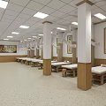 Elegant Reception Area Interior With Wooden Desk Chairs Decorative Paintings And Lighting