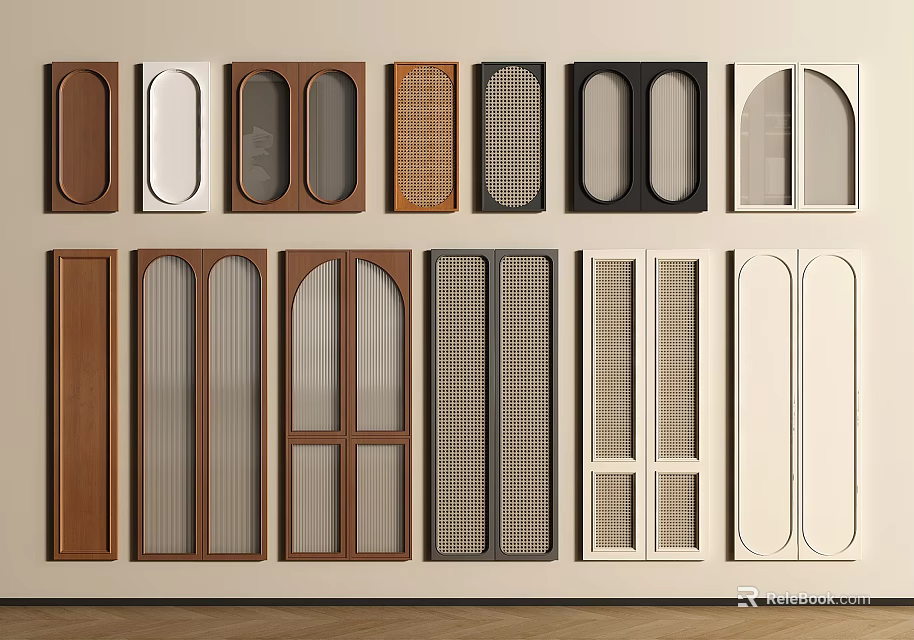 Wardrobe Doors with Various Designs Styles and Materials for Home Interiors 3d model 