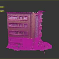 Miniature Red Multi Story Building Model With Windows Entrance And Green Plants