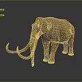 Detailed Mammoth 3D Model Standing With Long Curved Tusks Brown Fur And Gray Background