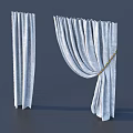 Elegant White Window Curtains with Soft Pleated Design One Tied Back and One Hanging