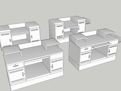 Classroom Interior Design With Lab Tables Storage Cabinets And Shelves 3d model