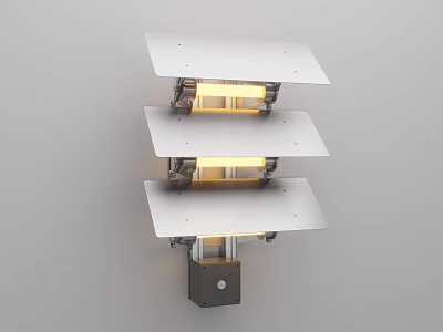 Modern Three Tiered Metal Wall Lamp With Bright LED Light And Sleek Design 3d model