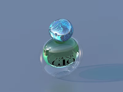 Transparent Lip Care Product Container With Blue Spherical Top And Glossy Finish 3d model