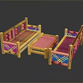 Bamboo Armchair Set Featuring Traditional Handcrafted Design And Wooden Structure For Comfortable Seating
